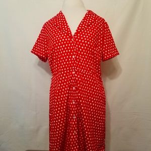 A New Day button-front dress red with white polka-dot XL